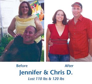 Chris and Jennifer before and after